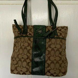 Coach Shoulder Bag Stripe Python Carryall handbag